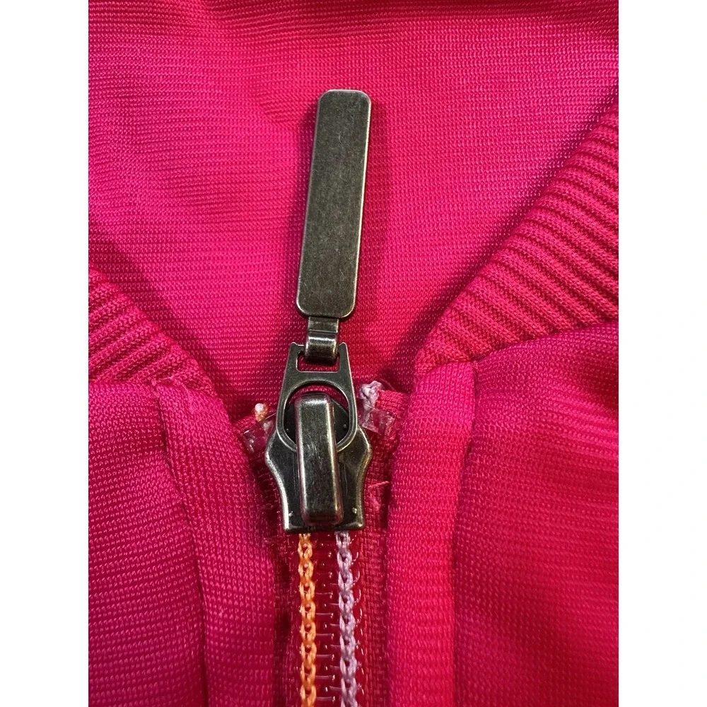 2010 adidas Pink/Yellow 3-Stripes Full Zip Track Jacket w/ Pockets Size 38